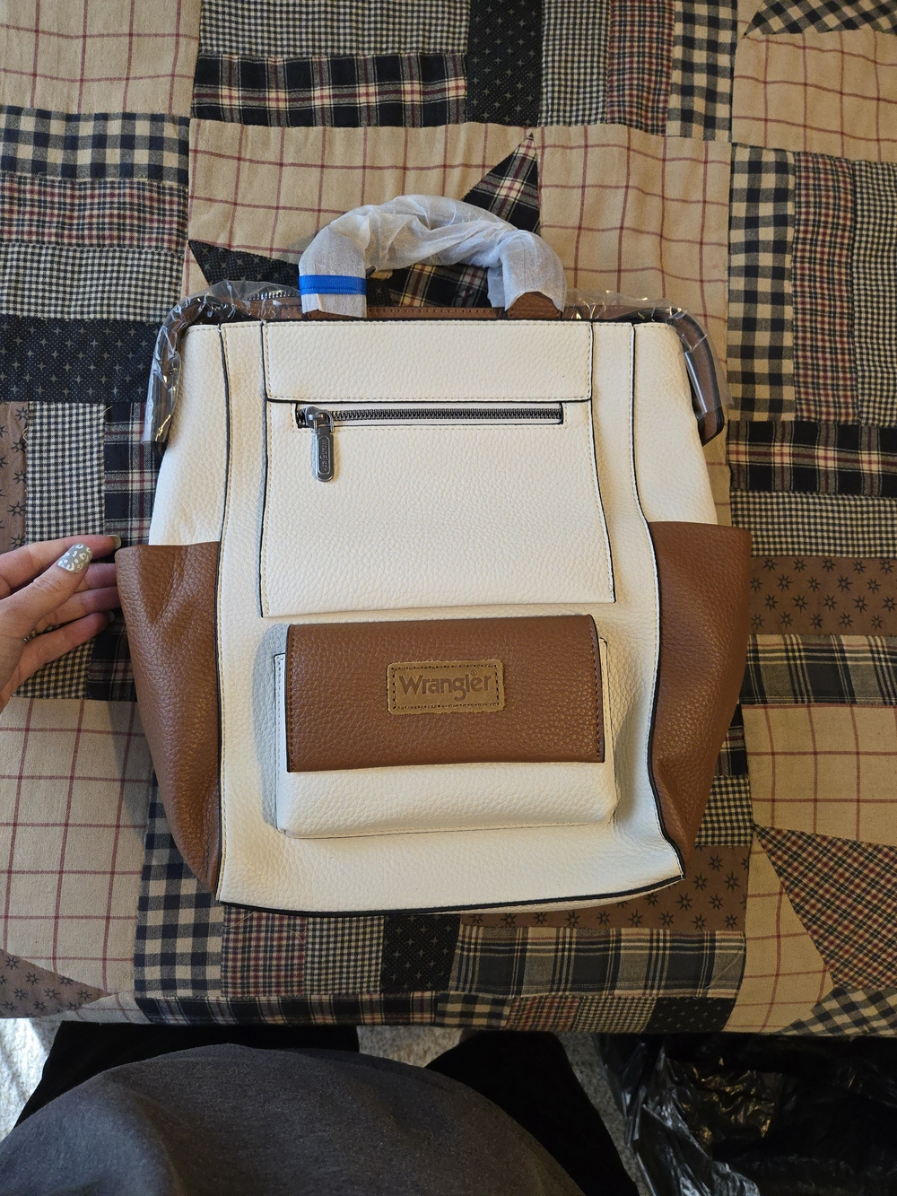Wrangler Cream and Brown Two-Tone Women's Backpack Tote